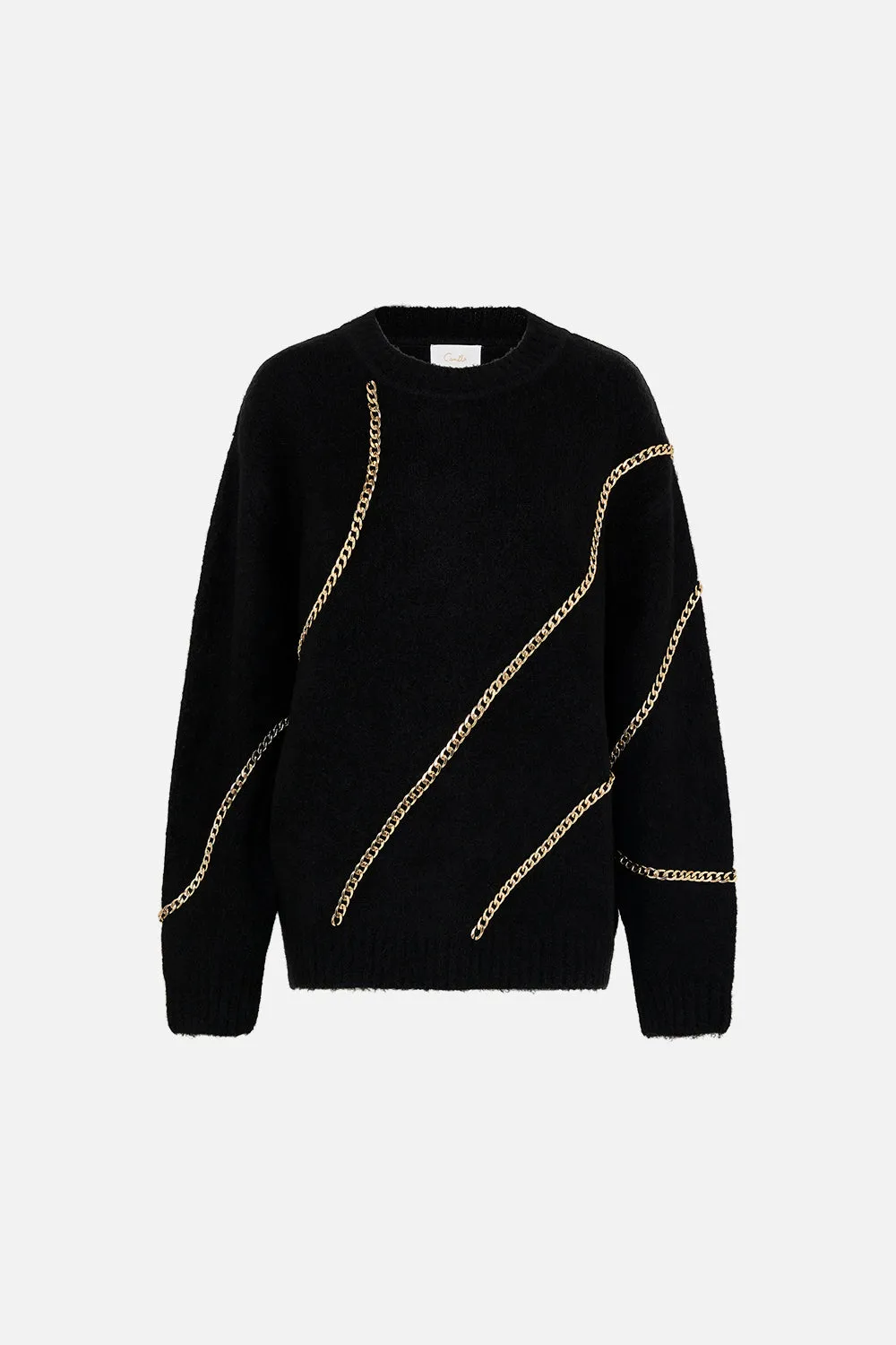 CREW NECK FULL SLEEVE JUMPER WITH CHAINS TETHER ME NOT