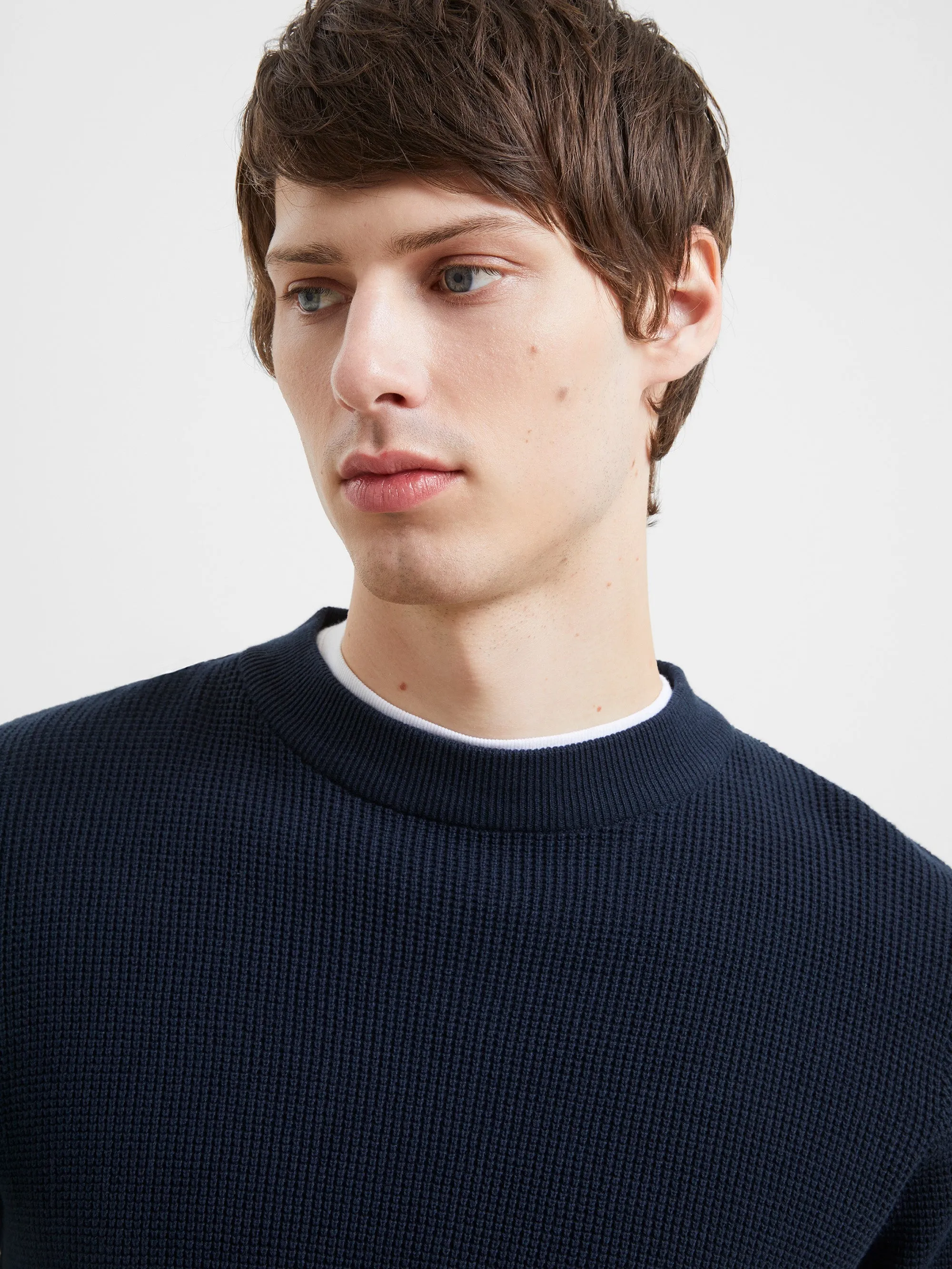 Crew Neck Waffle Knit Jumper