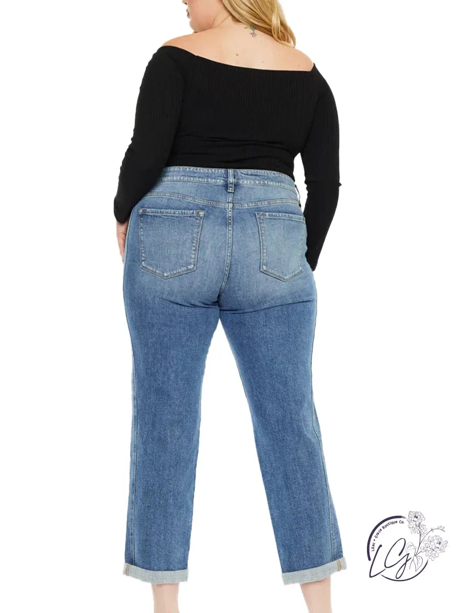 Curvy Isa Mid Rise Slim Boyfriend By Kancan