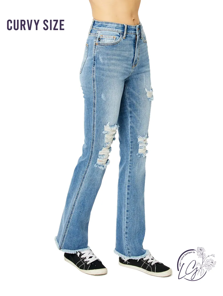 Curvy Jade Destroy Fray Hem Bootcut By Judy Blue