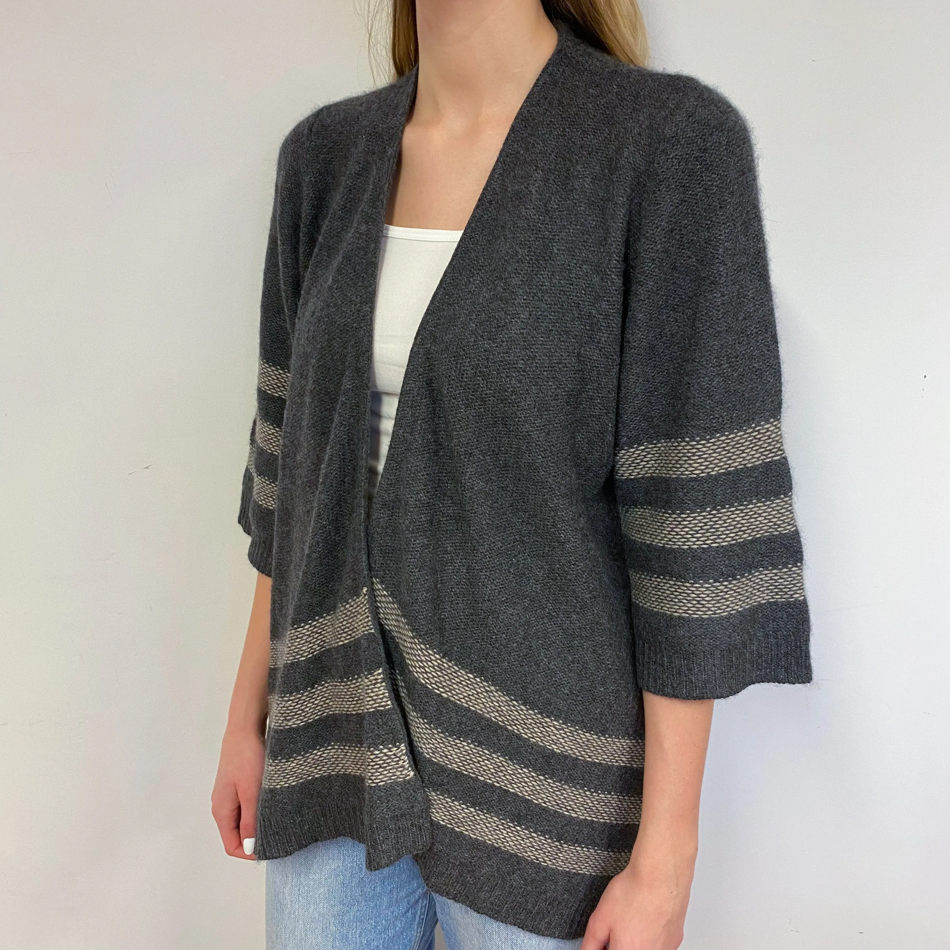 Dark Slate Grey Striped Cardigan Small