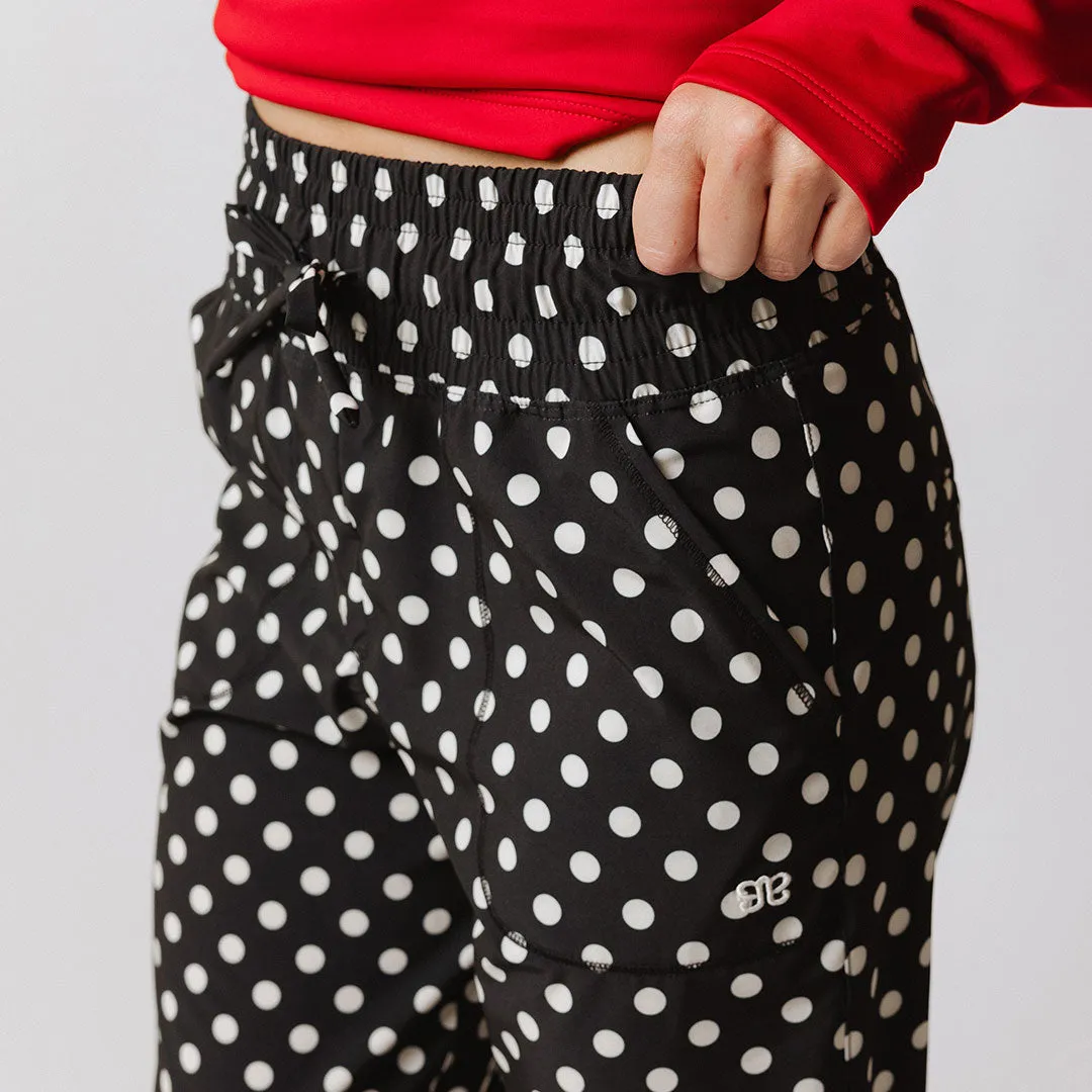 Destination Joggers, Black Polka Dot