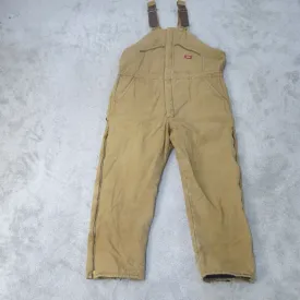 Dickies Overall Jumpsuit Mens 46/48 Brown Insulated Workwear Chest Pocket Logo