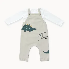 Dino Jacquard Knit Baby Overall Set (Organic)