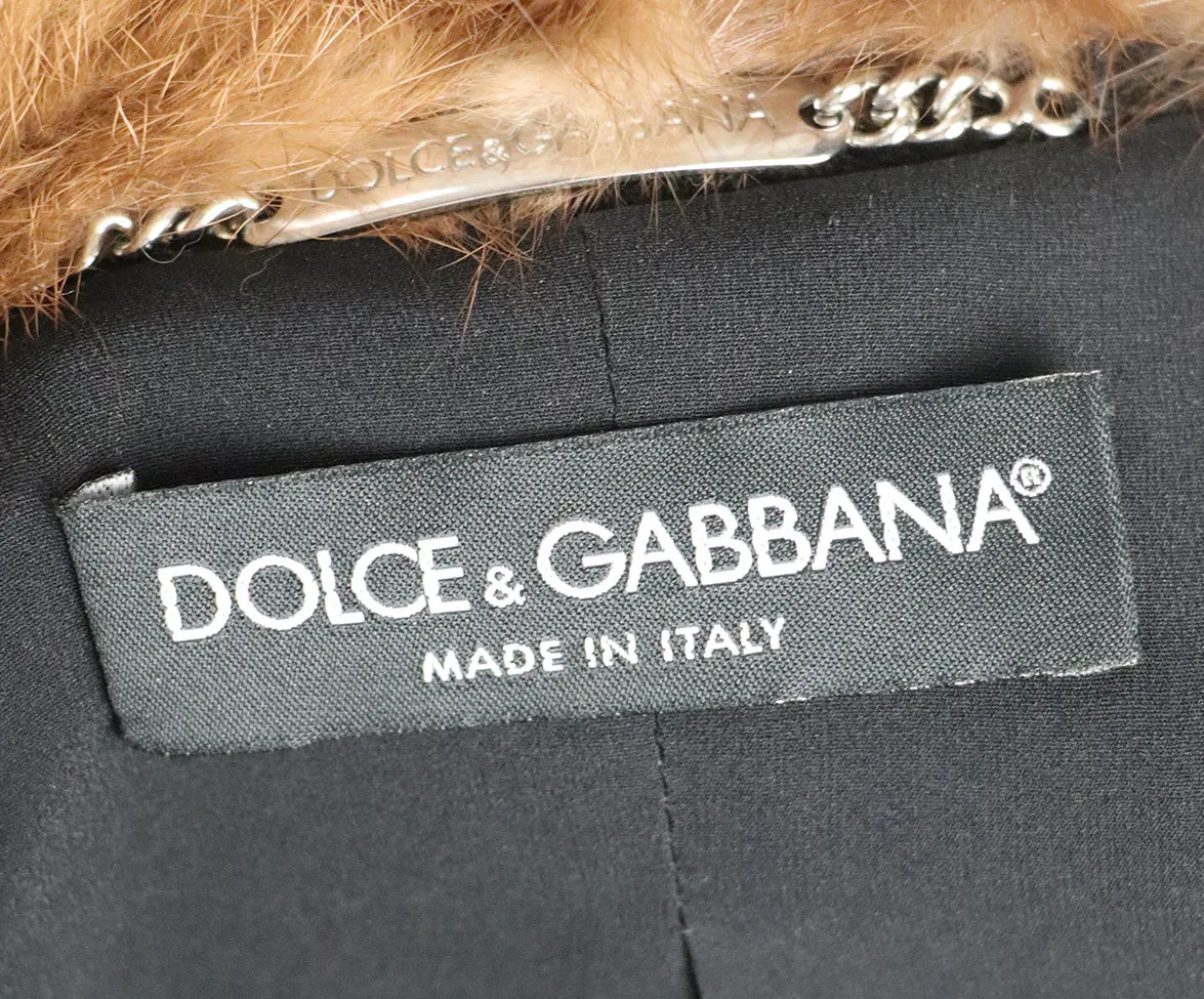 Dolce & Gabbana Black Wool Coat w/ Fur Collar sz 6