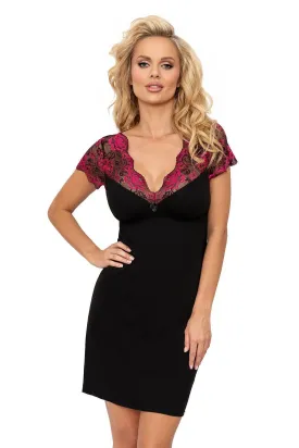 Donna velvety black viscose nightgown