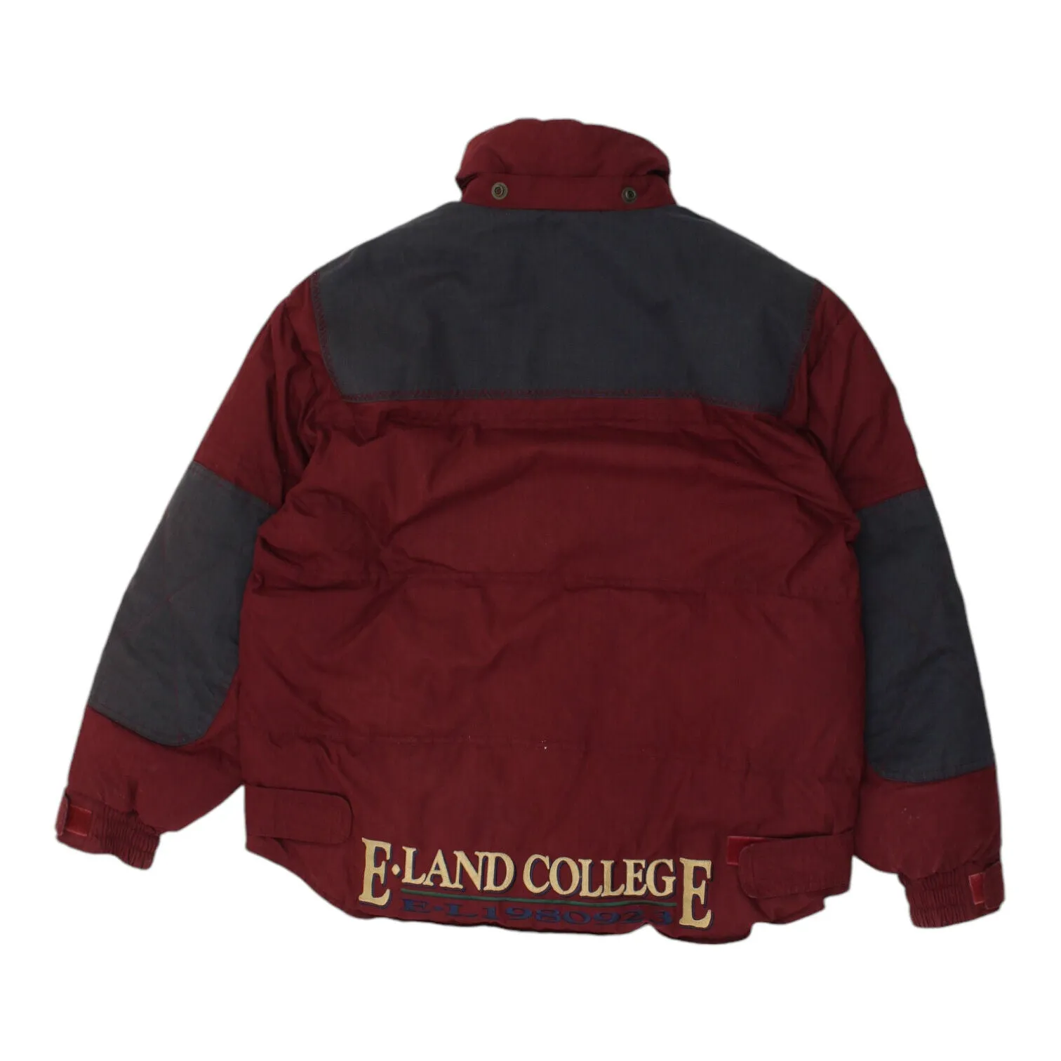 E-Land College Mens Red Puffer Jacket | Vintage High End Luxury Padded Coat VTG