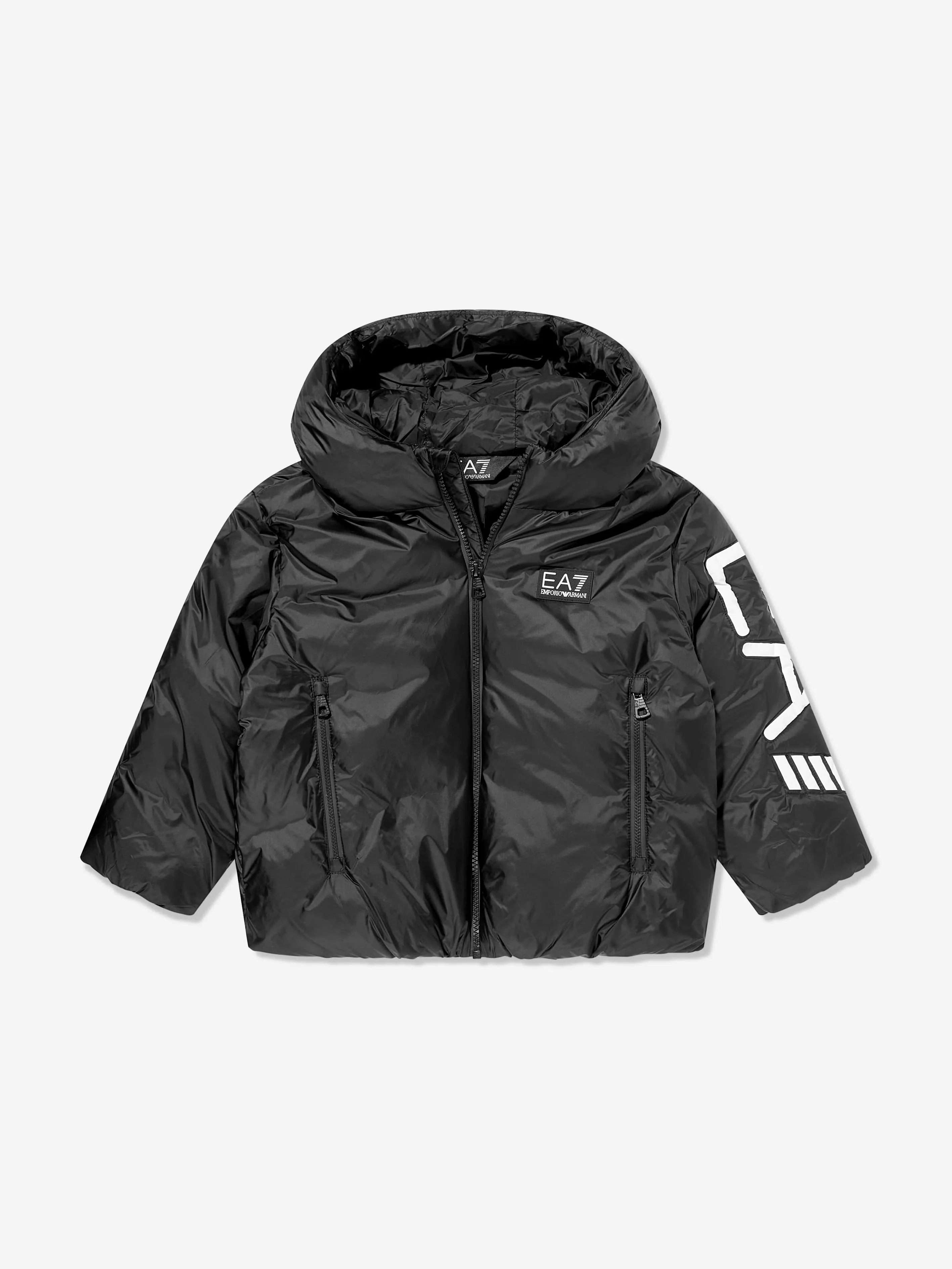 EA7 Emporio Armani Boys Logo Puffer Jacket in Black