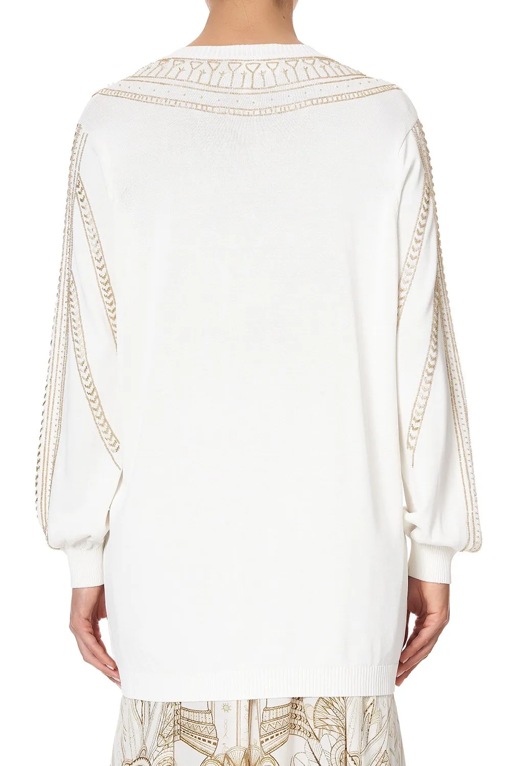 EMBELLISHED V NECK KNIT THE QUEENS CHAMBER