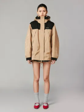 European-style satin jacquard functional puffer