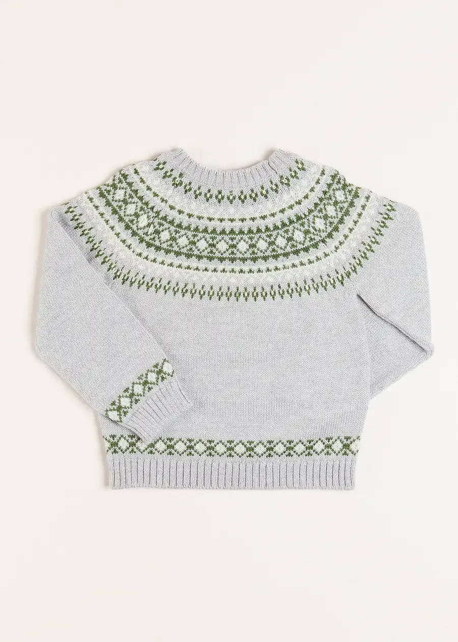 Fair Isle Merino Wool Jumper in Grey (4-10yrs)