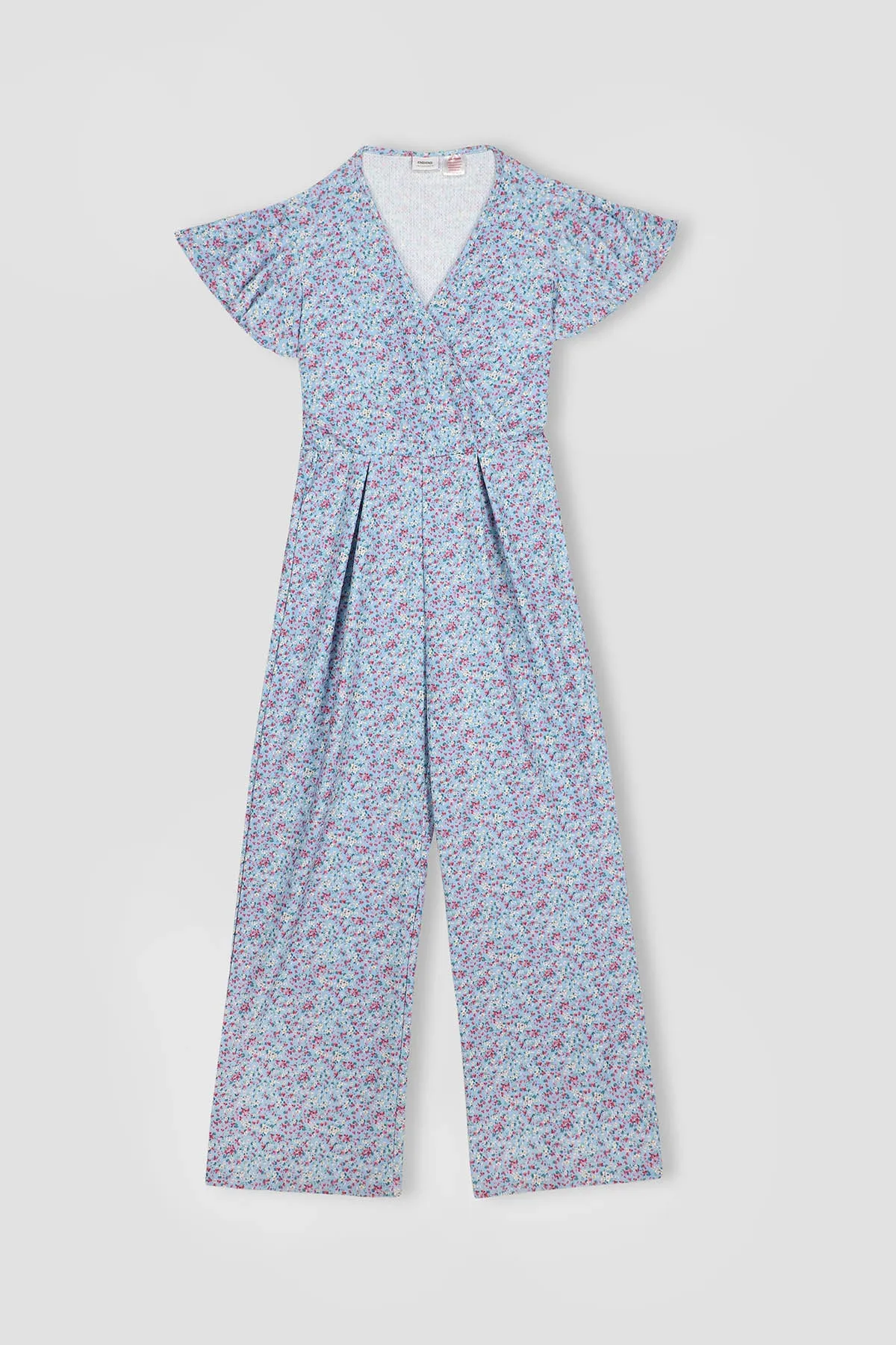 Floral Jumpsuit For Women - Light Blue