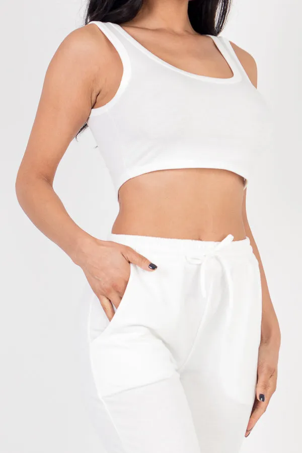 French Terry Cropped Tank Top & Joggers Set