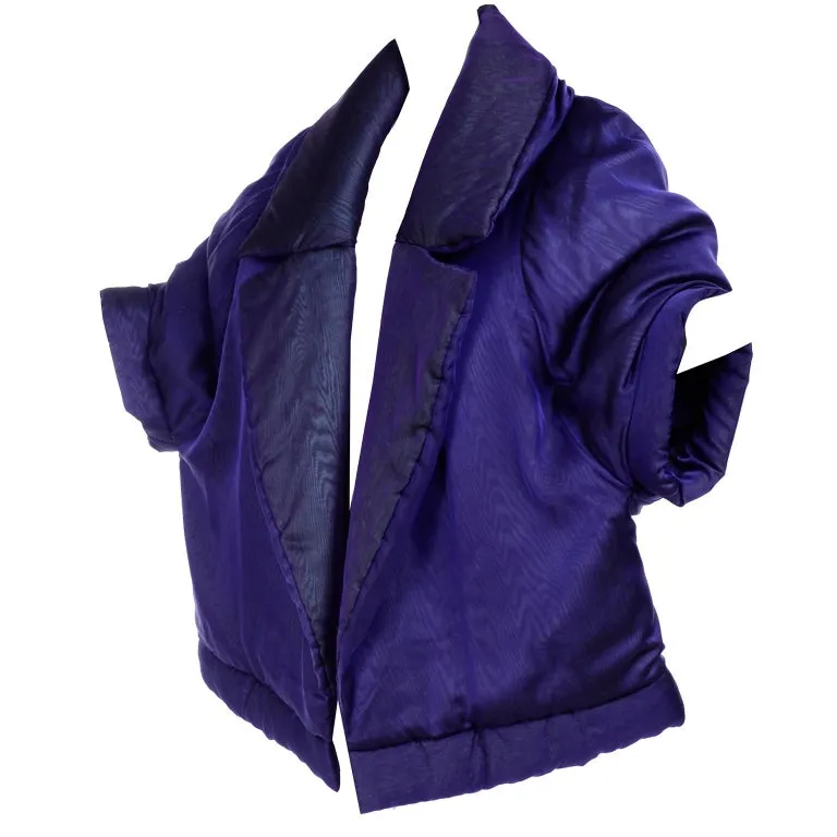 F/W 1999 Gianfranco Ferre Jacket Avant Garde Puffer Style Purple Silk Coat