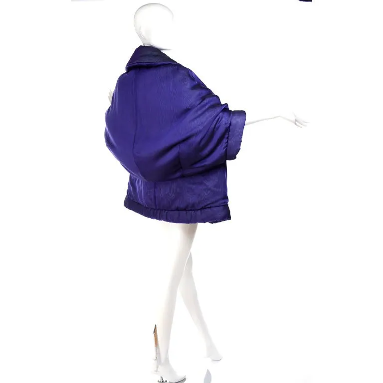 F/W 1999 Gianfranco Ferre Jacket Avant Garde Puffer Style Purple Silk Coat