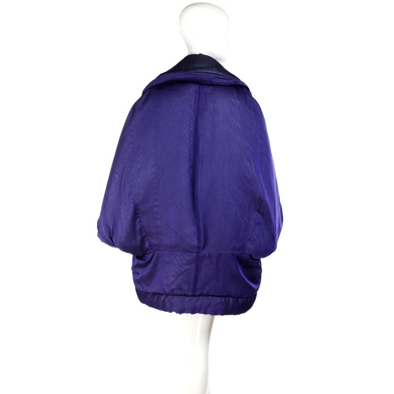 F/W 1999 Gianfranco Ferre Jacket Avant Garde Puffer Style Purple Silk Coat