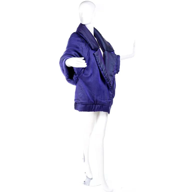 F/W 1999 Gianfranco Ferre Jacket Avant Garde Puffer Style Purple Silk Coat