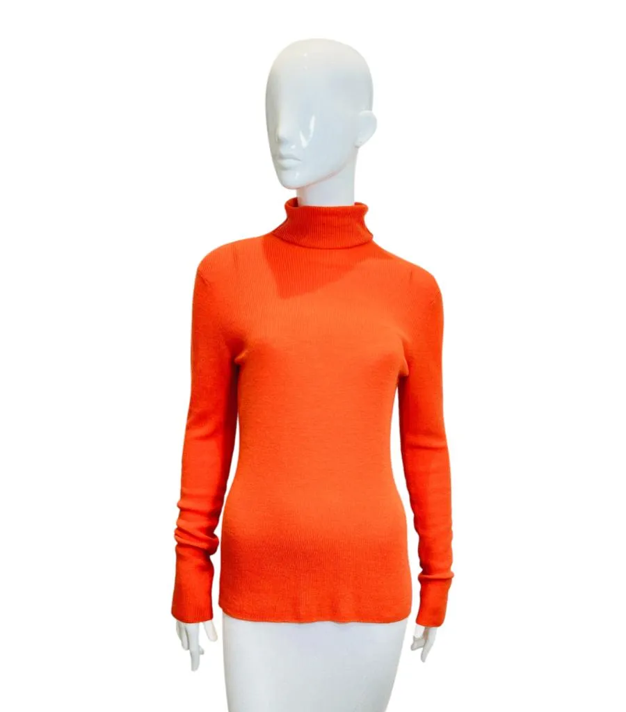 Ganni Rollneck Cut-Out Merino Wool Jumper. Size L