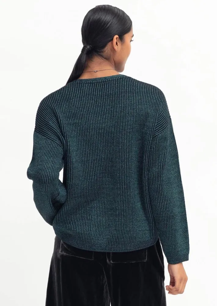 Glittra Sweater Teal Metallic