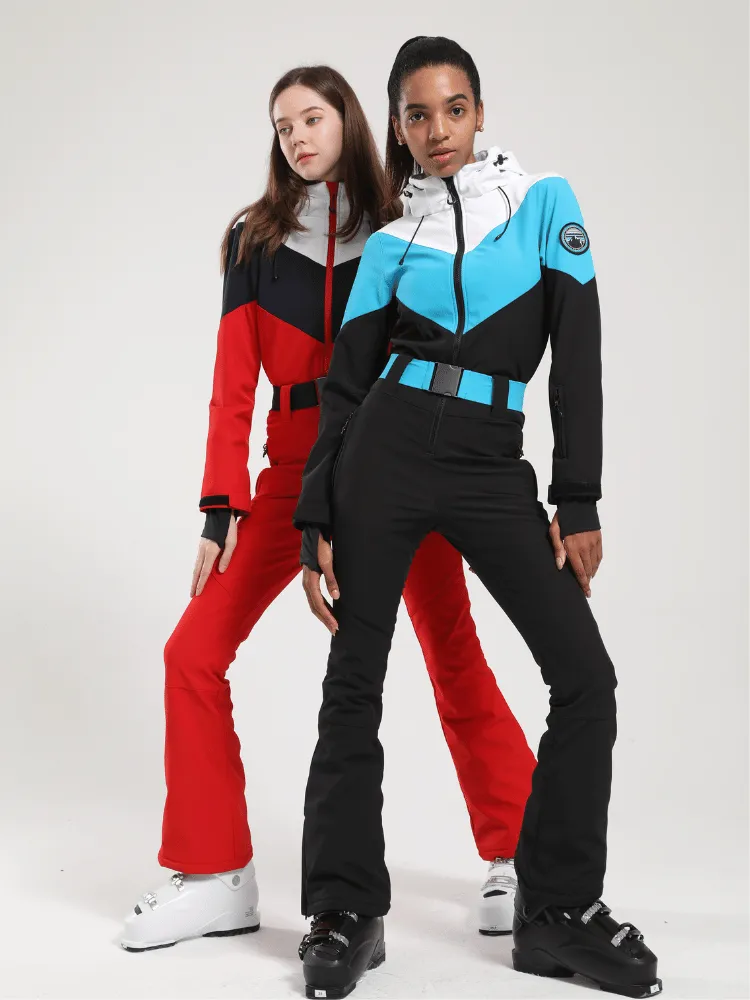 Gsou Snow Retro Belted Slim Ski Jumpsuit - Women's