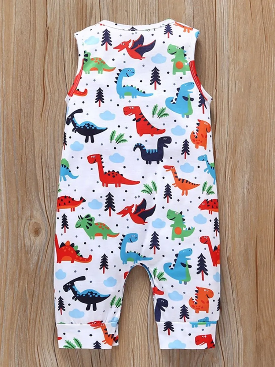 High Quality Summer Cartoon Dinosaur Baby Boy Jumpsuit