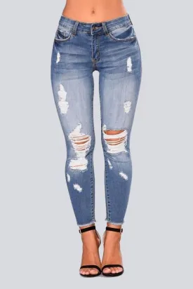 High Waist Jeans with Ripped Hips