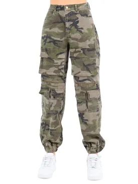 High Waist Utility Cargo Camo Joggers- RJJ8482CM