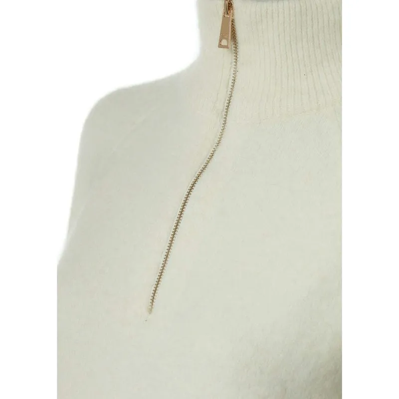 Holland Cooper Tori Half Zip Ladies Alpaca Mix Knit Jumper - Natural