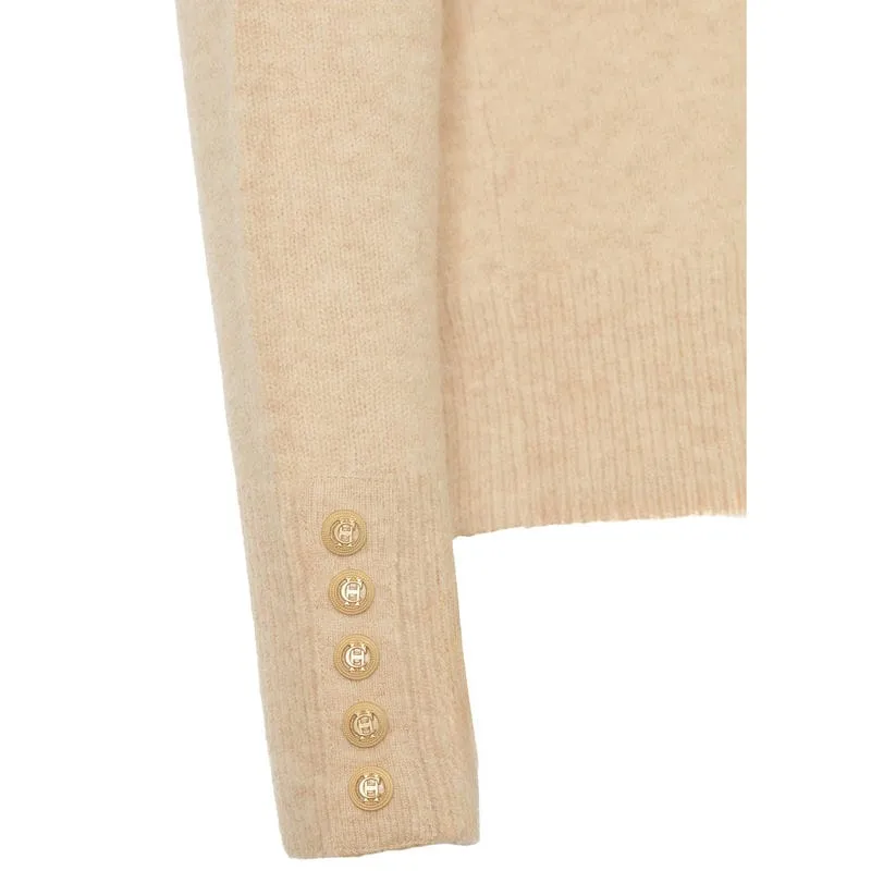 Holland Cooper Tori Half Zip Ladies Knit Jumper - Camel