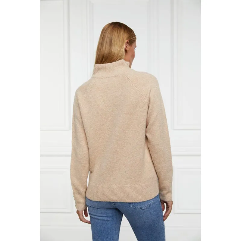 Holland Cooper Tori Half Zip Ladies Knit Jumper - Camel