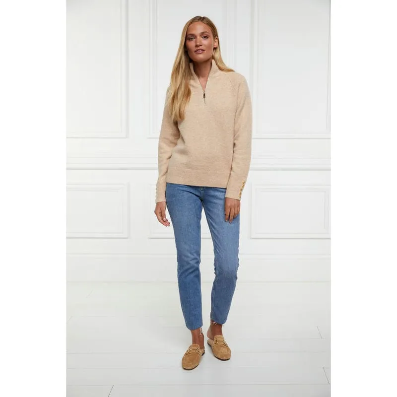 Holland Cooper Tori Half Zip Ladies Knit Jumper - Camel