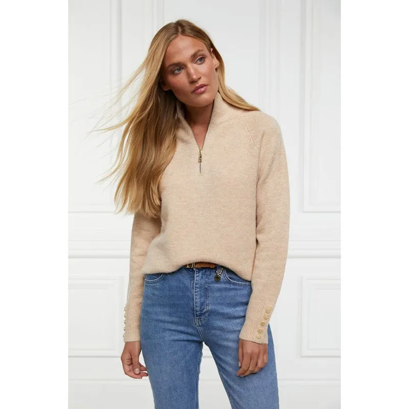 Holland Cooper Tori Half Zip Ladies Knit Jumper - Camel