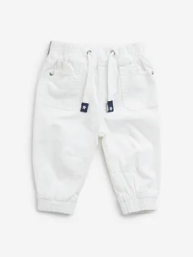 HOP Baby White High-Rise Cotton Blend Joggers