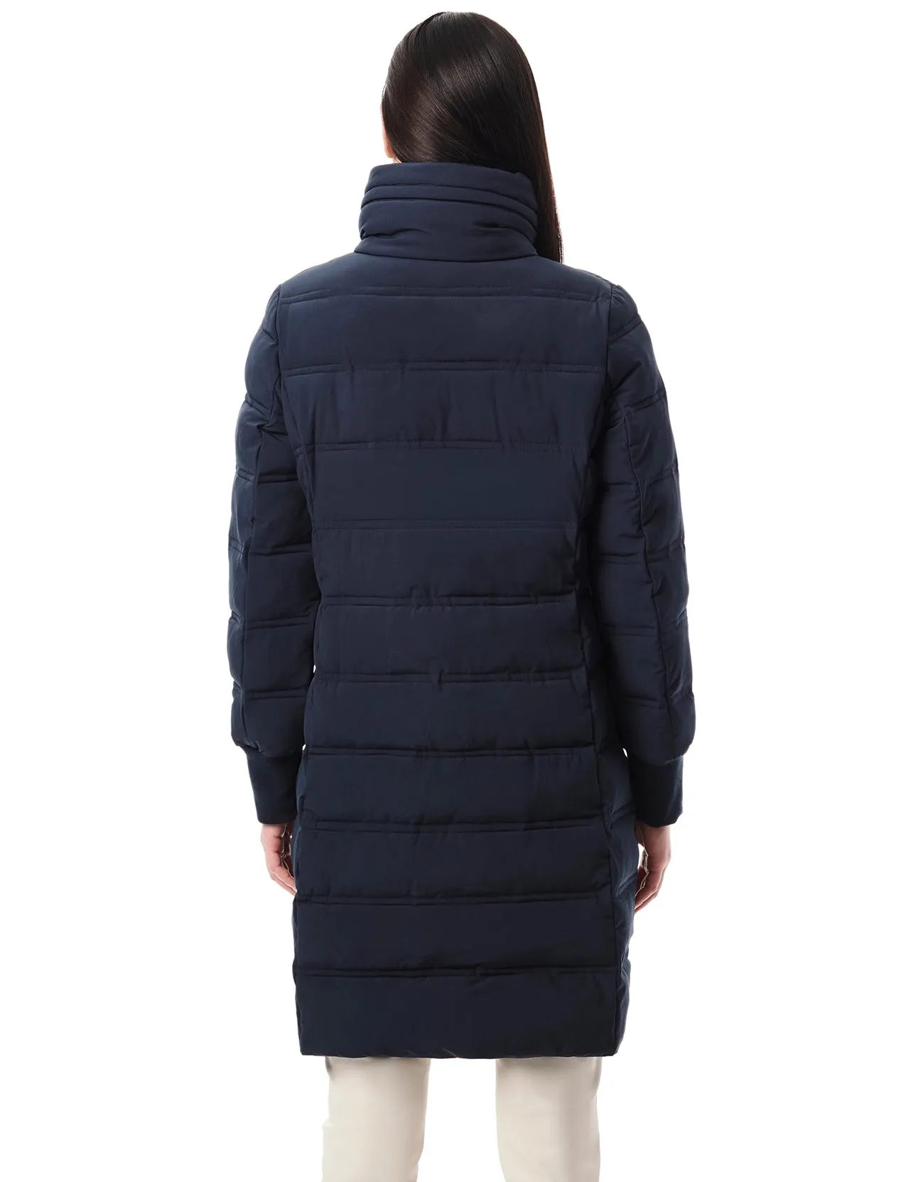 Horizontal Quilt Puffer Jacket - Navy