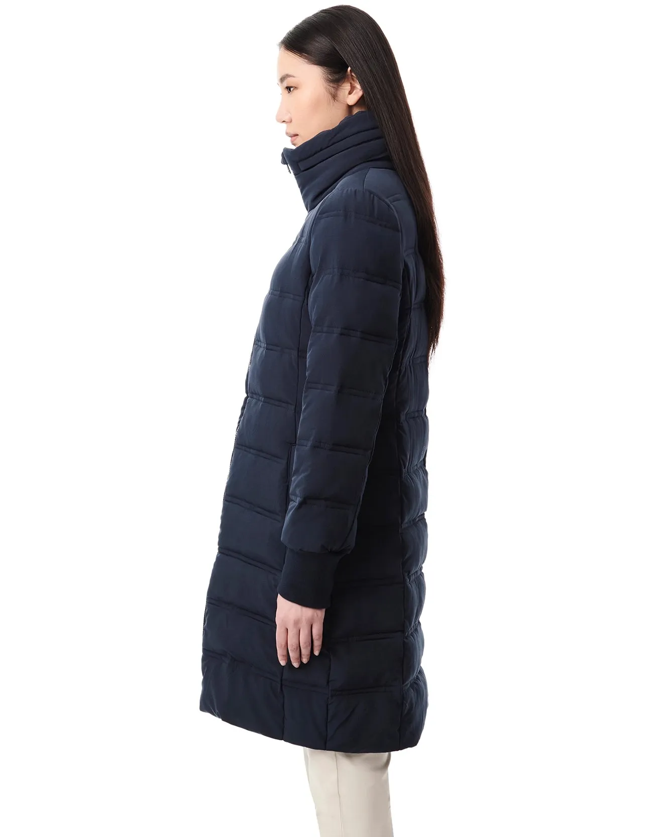 Horizontal Quilt Puffer Jacket - Navy