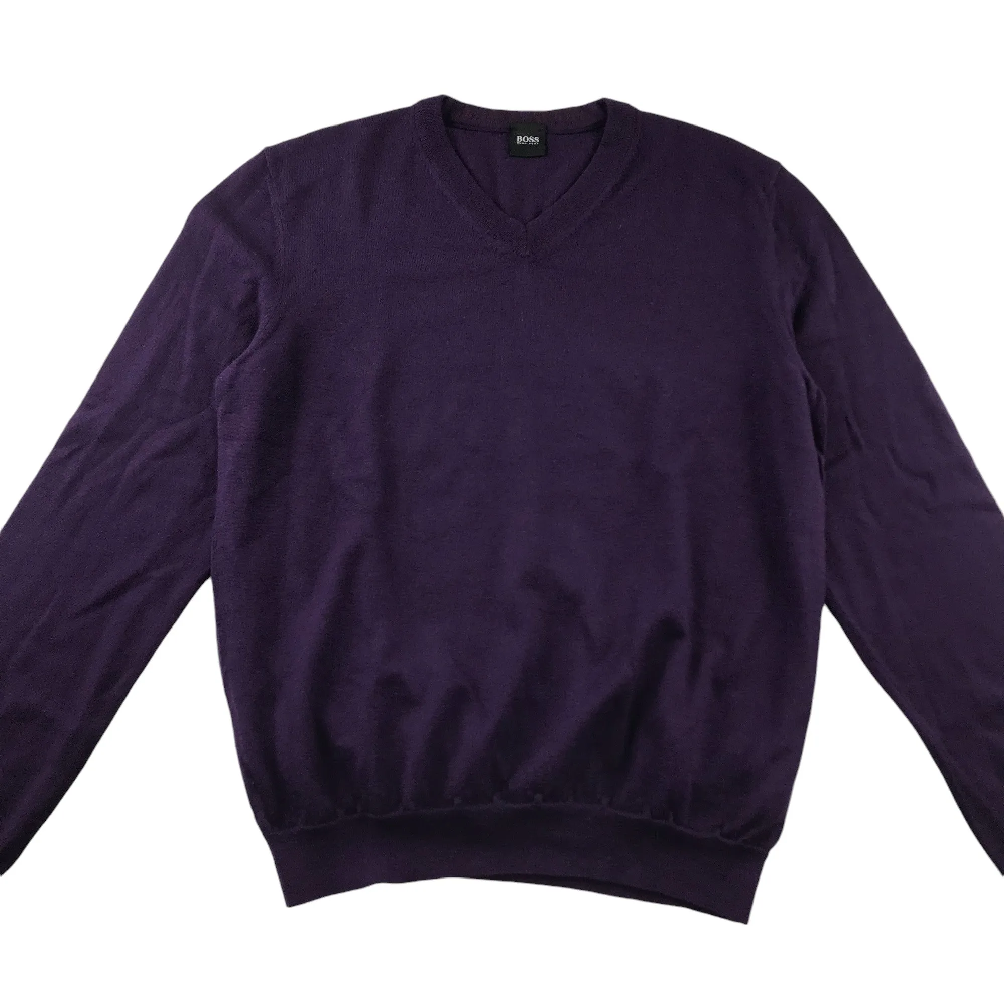 Hugo Boss jumper adult size L purple V-neck wool