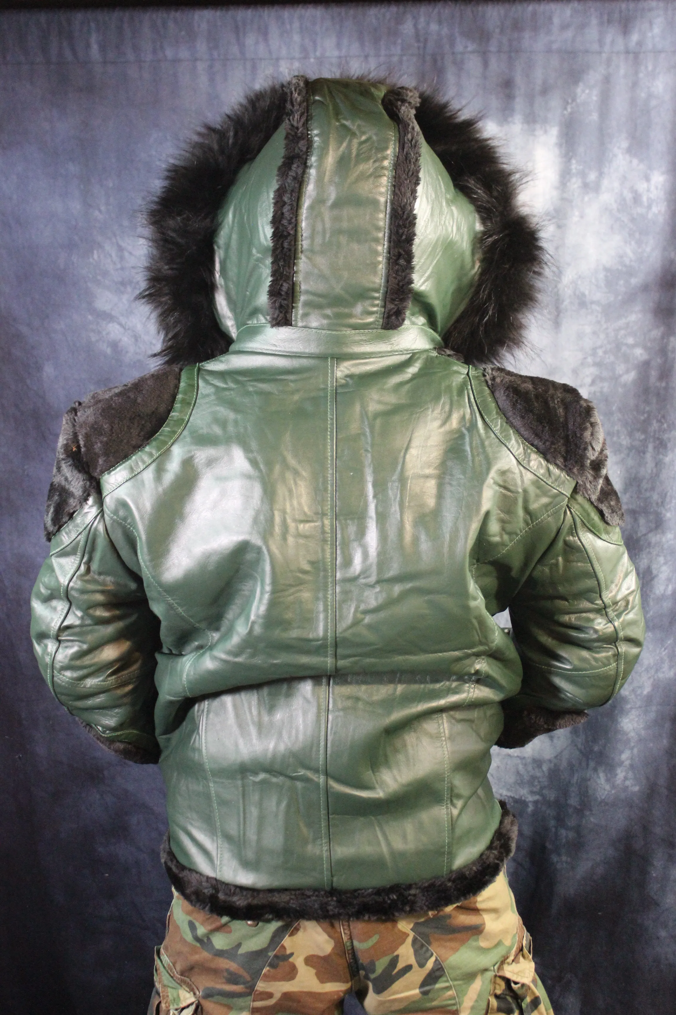 Hunter Green Leather and Fur Jacket by Otter and The Fox