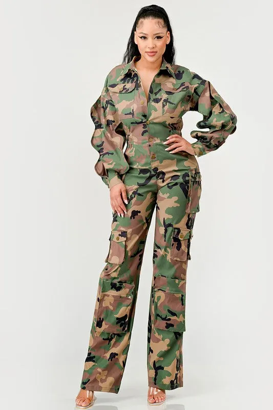 “IF YOU WANT WAR” Ruffle Sleeve Jumpsuit