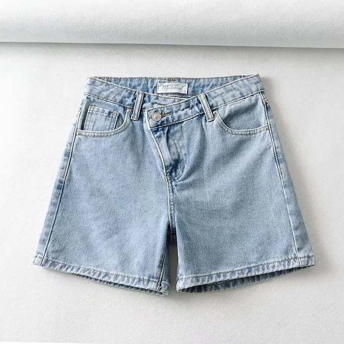 Irregular Button Women Shorts Jeans