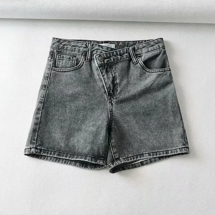 Irregular Button Women Shorts Jeans