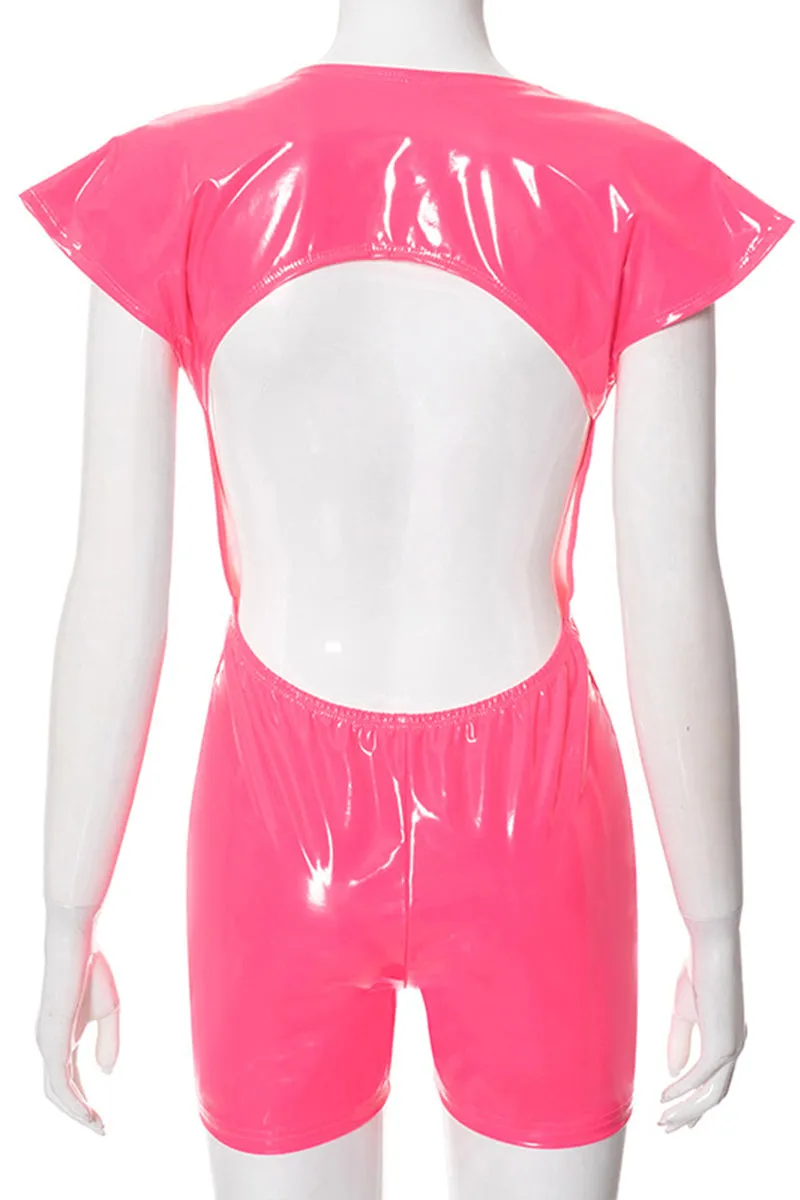 JS3317 Patent Leather Rompers