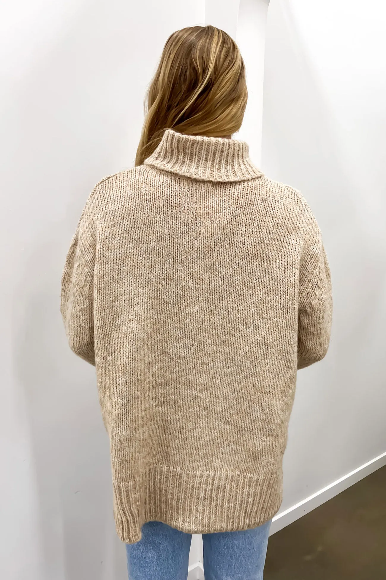 Kaleb Roll Neck Knit Jumper Latte