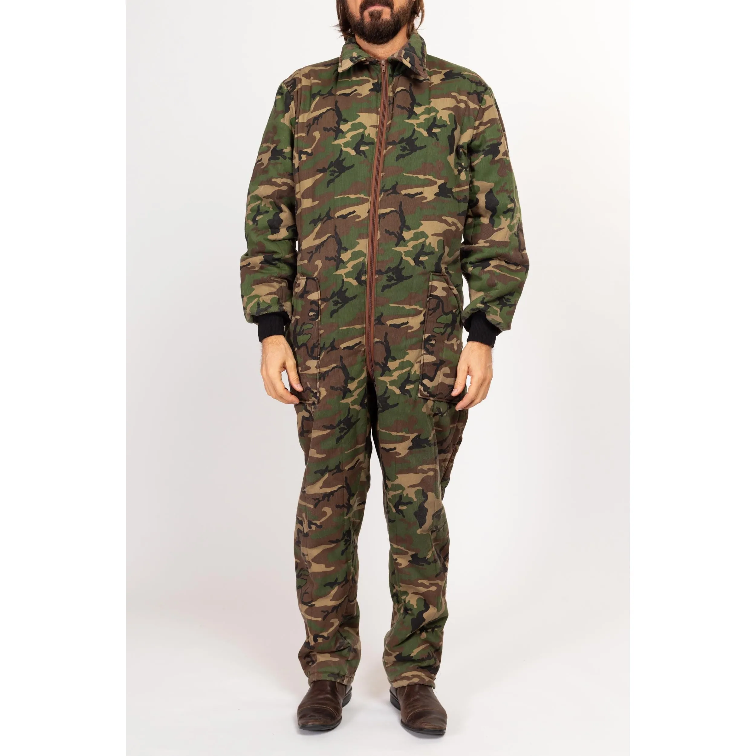 Large 70s Camouflage Quilted Coveralls