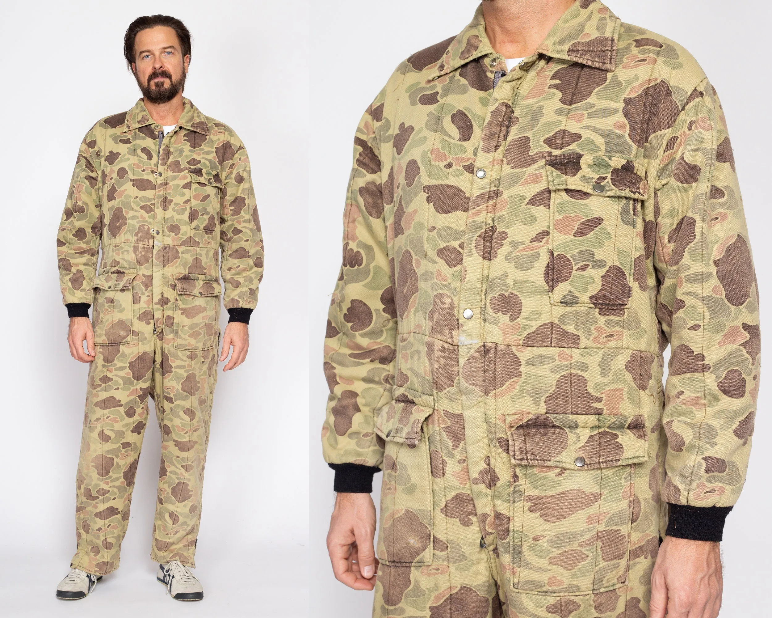 Large 80s Duck Hunt Camo Quilted Coveralls