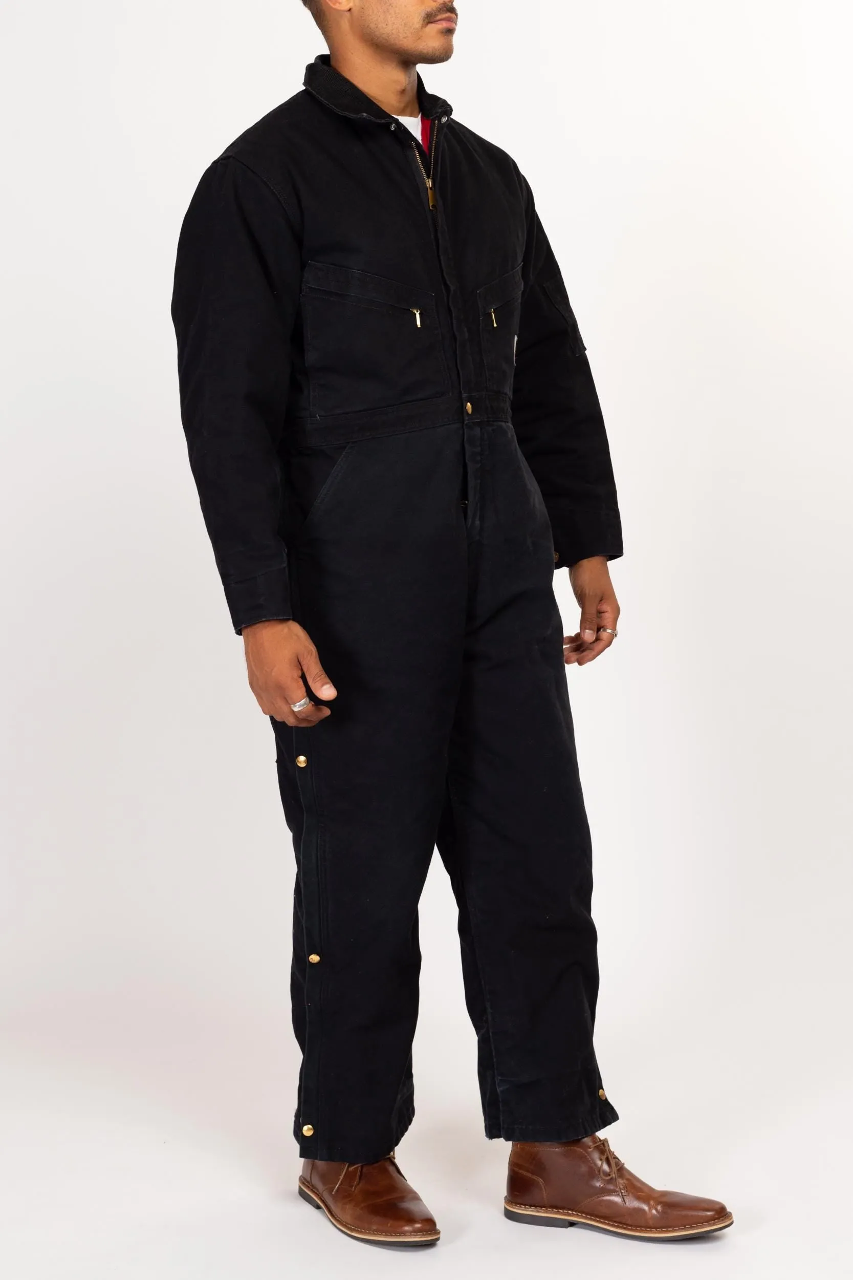 Large 90s Carhartt Made In USA Black Insulated Coveralls 44 Short