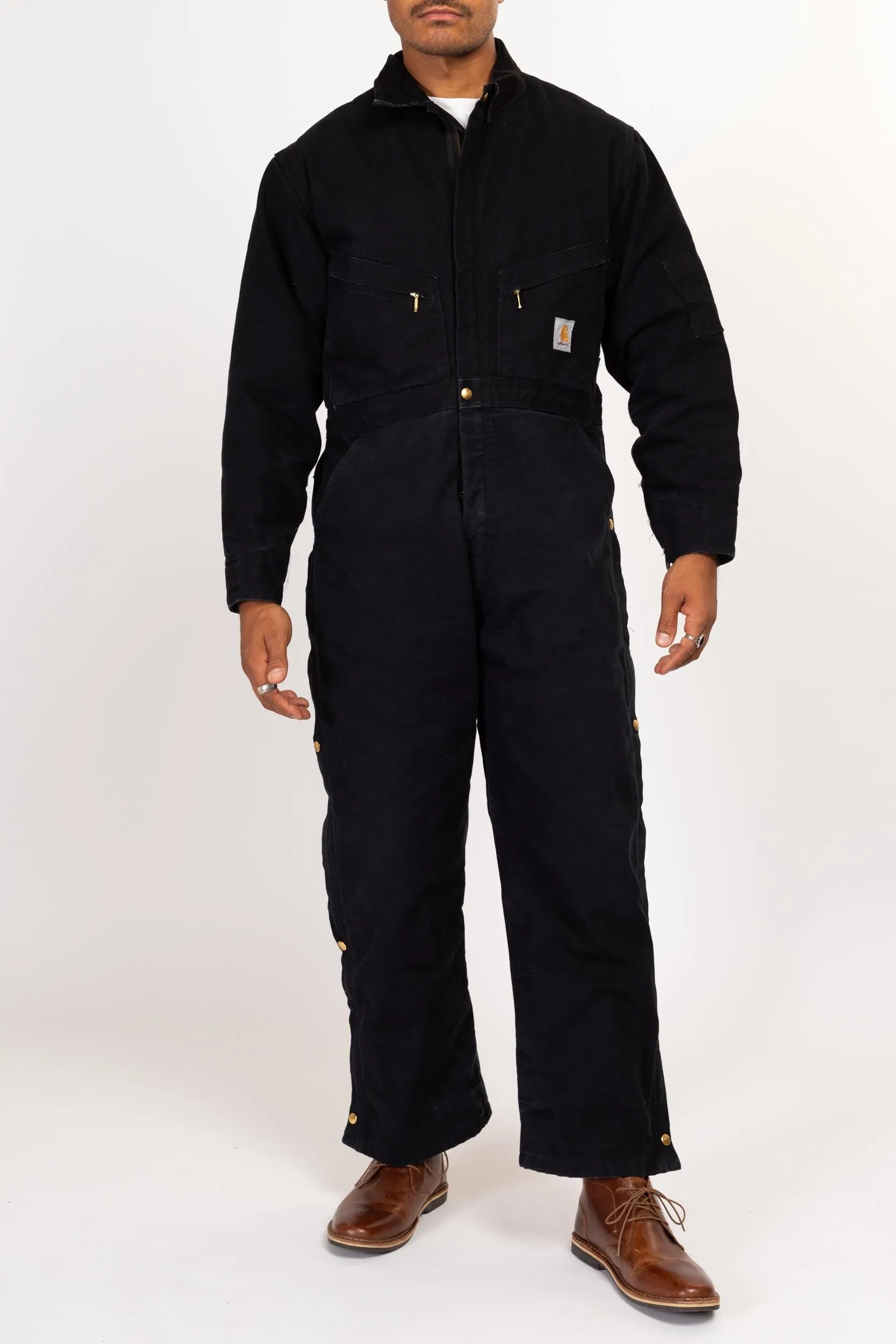 Large 90s Carhartt Made In USA Black Insulated Coveralls 44 Short