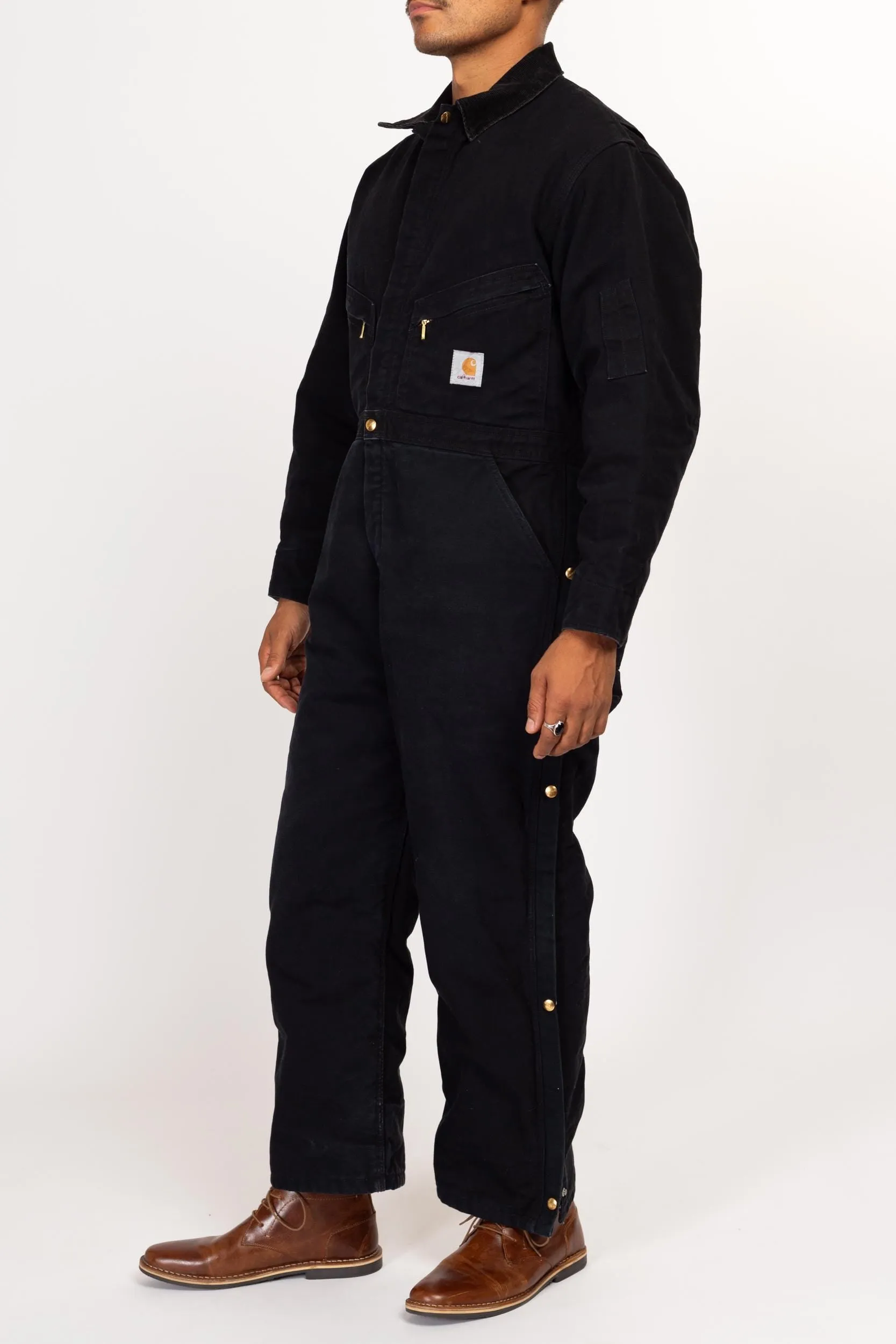 Large 90s Carhartt Made In USA Black Insulated Coveralls 44 Short