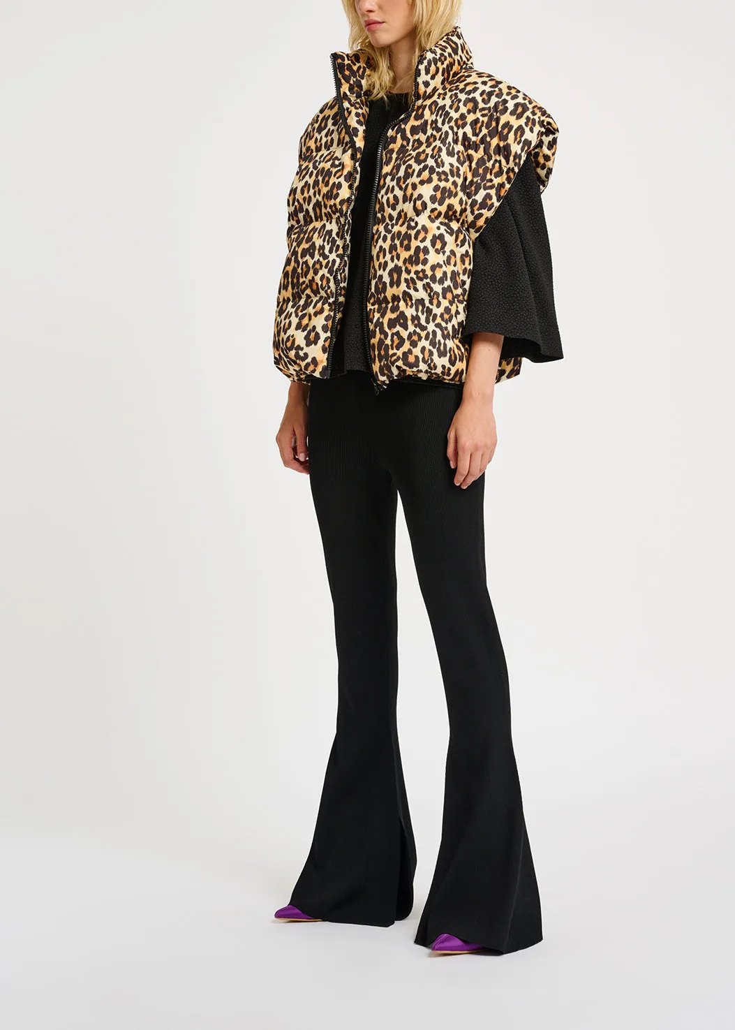 Leopard-print puffer vest