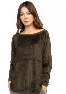 Long Sleeve Velvety Shoulder Slide Raglan Tee