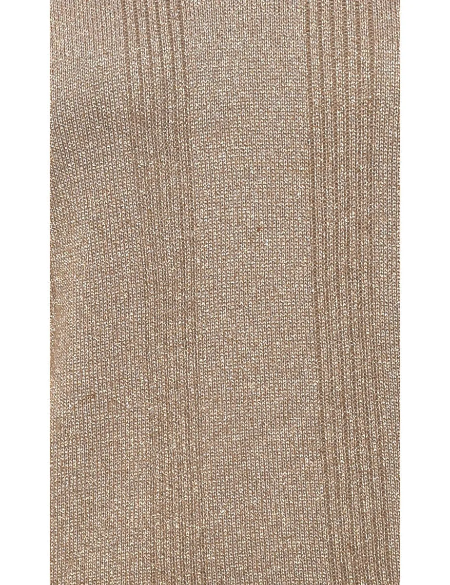 Lurex Thread Pattern Gold Sparkly Turtleneck Jumper - S